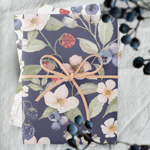 Berry Sweet Baby Shower Wild Berries & Flowers Wrapping Paper Sheet