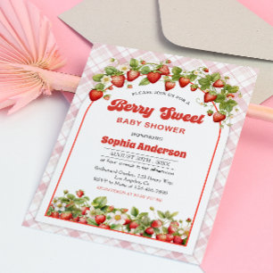 Berry Sweet Baby Shower with Strawberry Theme Invitation