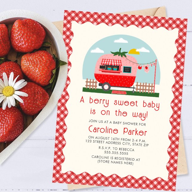 Berry Sweet Baby Strawberry Camper Invitation (Creator Uploaded)