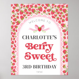 Berry Sweet Birthday 16x20 Strawberry Welcome Poster