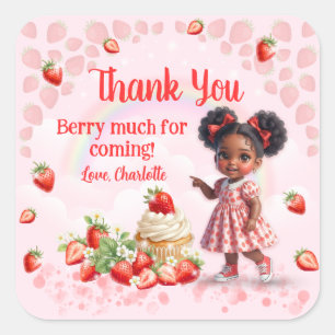 Berry Sweet Birthday - Afro Baby Berry Square Sticker