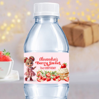 Berry Sweet Birthday - Baby Blonde Water Bottle Label