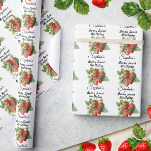 Berry Sweet birthday Custom Strawberry Wrapping Paper