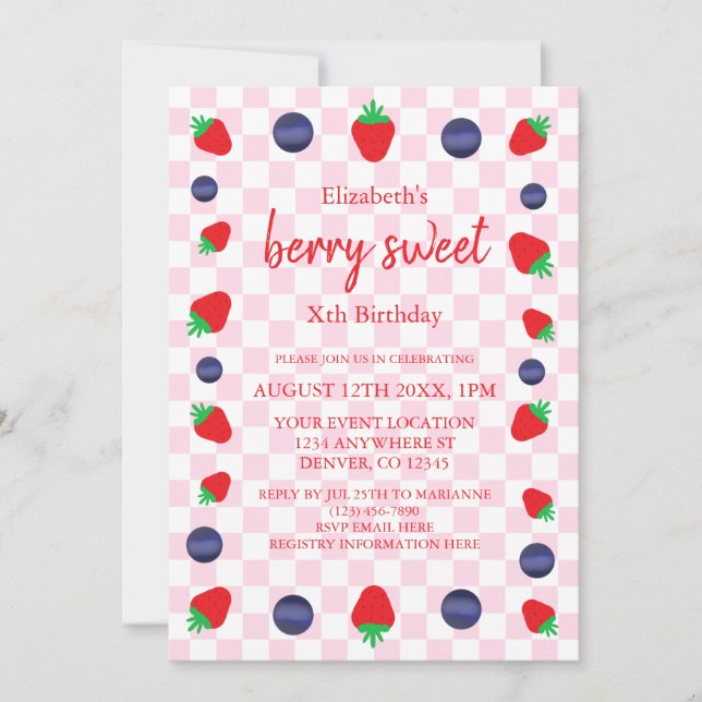 Berry Sweet Birthday Invitation (Front)