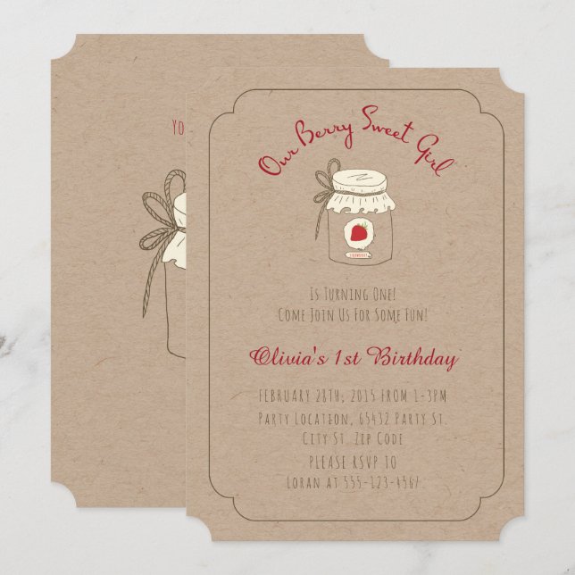 Berry Sweet Birthday Party Invitations (Front/Back)
