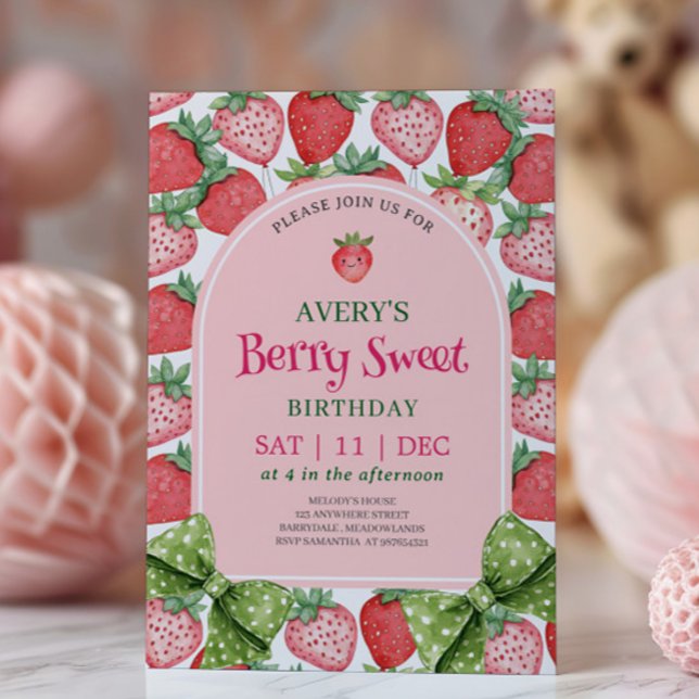 Berry Sweet Birthday Party Strawberry Birthday  Invitation (Creator Uploaded)
