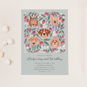 Berry Sweet Birthday Party   Strawberry Dogs Invitation