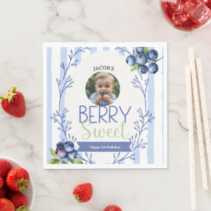 Berry Sweet Birthday Photo Paper Napkin