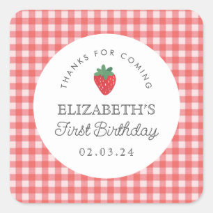 Berry Sweet Birthday Picnic thank you  Square Sticker