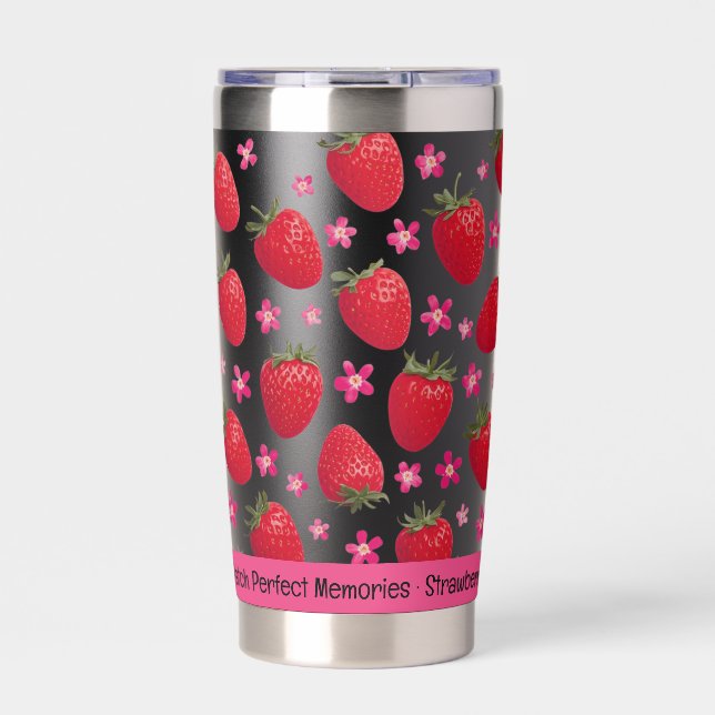 Berry Sweet Black Strawberry Floral Tumbler (Front)