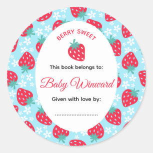 Berry Sweet Blue Strawberry Baby Shower Classic Round Sticker