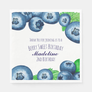 Berry Sweet Blueberries Birthday Paper Napkin