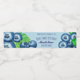 Berry Sweet Blueberries Birthday Water Bottle Label