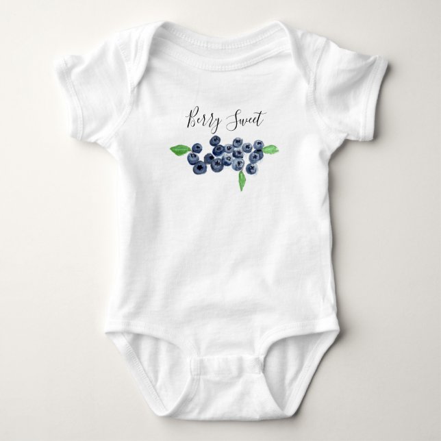 Berry Sweet Blueberries fruits watercolor food Baby Bodysuit (Front)