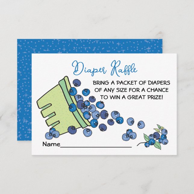 Berry Sweet Blueberry Baby Shower Diaper Raffle Invitation (Front/Back)