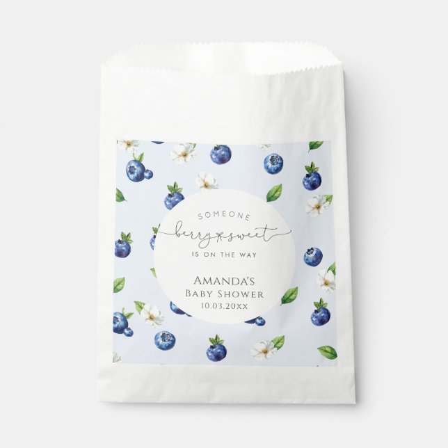 Berry Sweet Blueberry Baby Shower Favour Bag (Front)