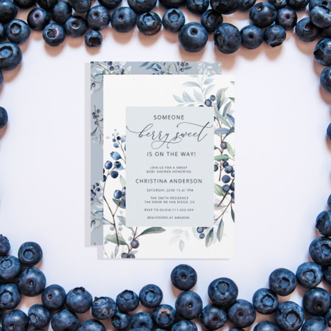 Berry Sweet Blueberry Baby Shower Invitation (Creator Uploaded)