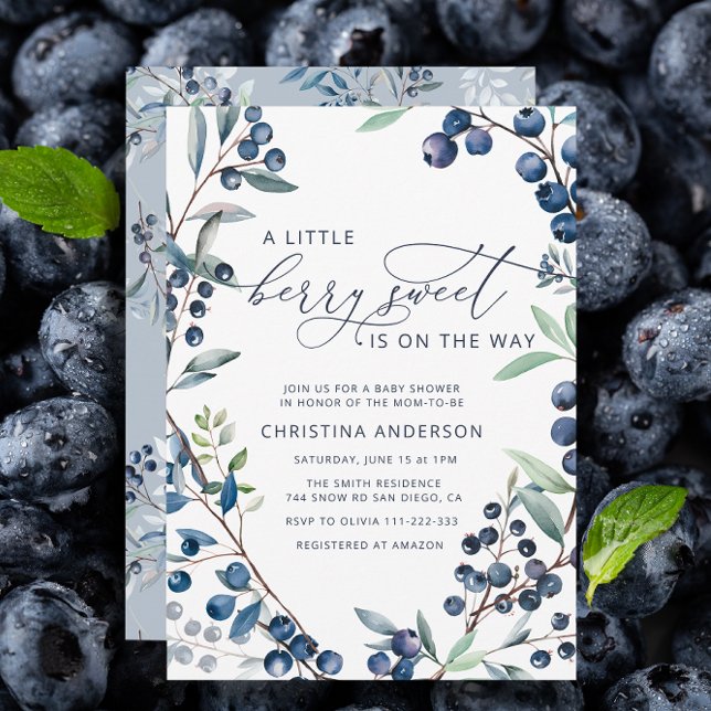 Berry Sweet Blueberry Baby Shower Invitation (Creator Uploaded)