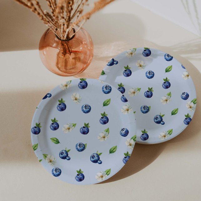 Berry Sweet Blueberry Baby Shower Paper Plate (Creator Uploaded)