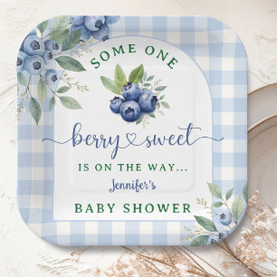Berry Sweet Blueberry Baby Shower Paper Plate