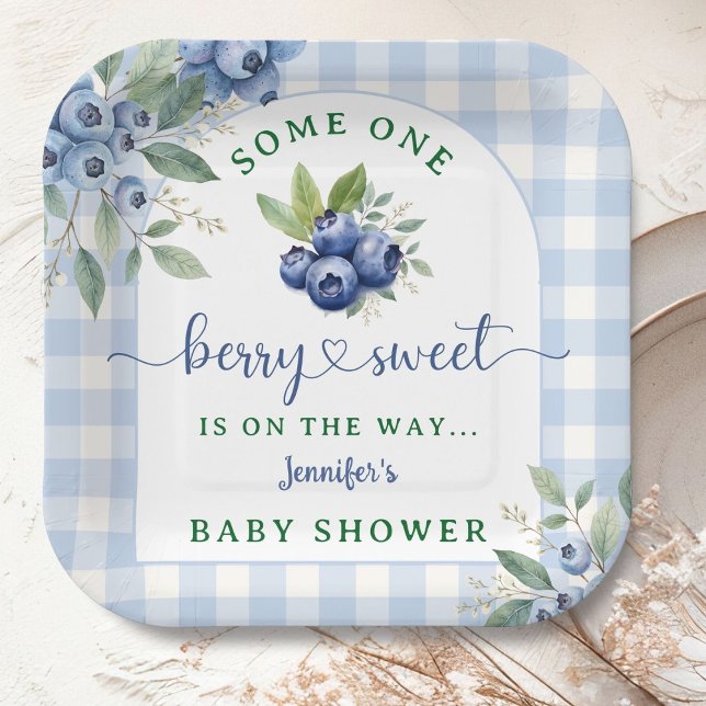 Berry Sweet Blueberry Baby Shower  Paper Plate (Creator Uploaded)