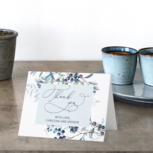 Berry Sweet Blueberry Baby Shower Thank You Card (Creator Uploaded)