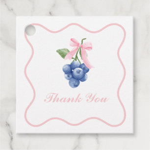 Berry Sweet blueberry birthday Pink Bow Thank You Favour Tags