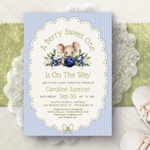 Berry Sweet Blueberry Boy Baby Shower Invitation