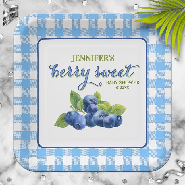 Berry Sweet Blueberry Theme Baby Shower Paper Plate (Creator Uploaded)