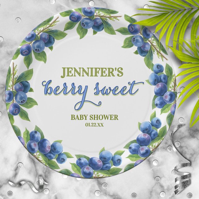 Berry Sweet Blueberry Theme Baby Shower Paper Plate (Creator Uploaded)