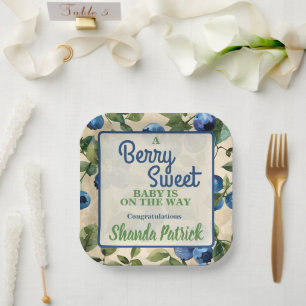 Berry Sweet Blueberry Theme Baby Shower Paper Plate