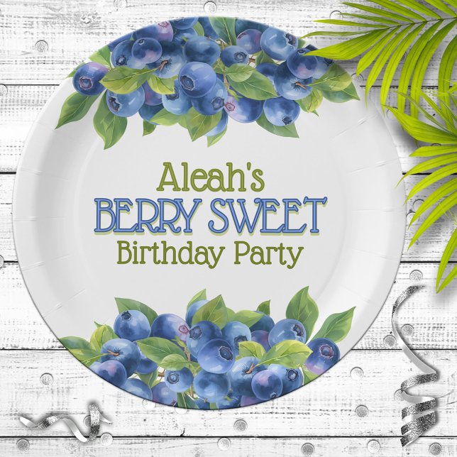 Berry Sweet Blueberry Theme Birthday Party Paper Plate (Creator Uploaded)
