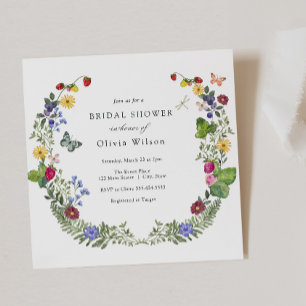 Berry Sweet Boho Wildflower Bridal Shower Invitation