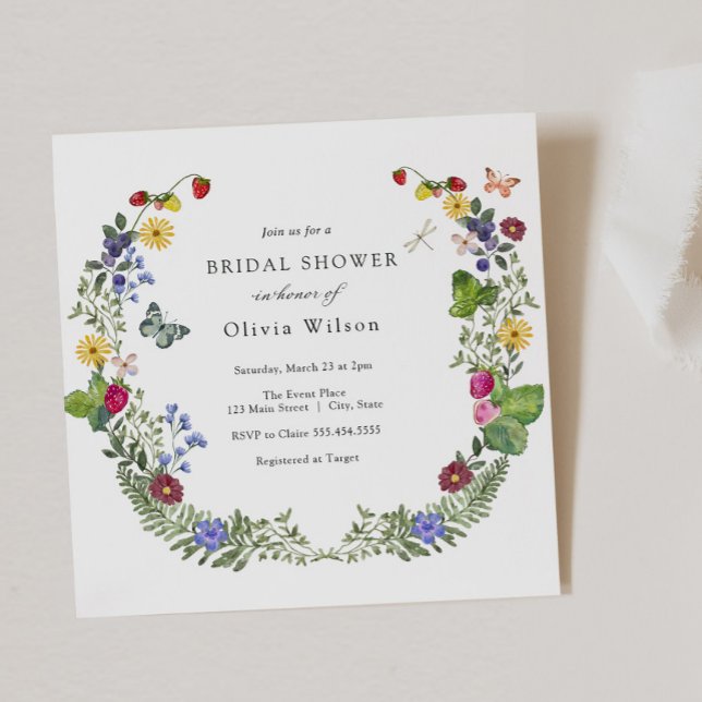 Berry Sweet Boho Wildflower Bridal Shower Invitation (Creator Uploaded)