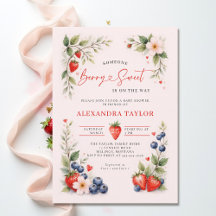 Berry Sweet Botanical Art Pink Girl Baby Shower