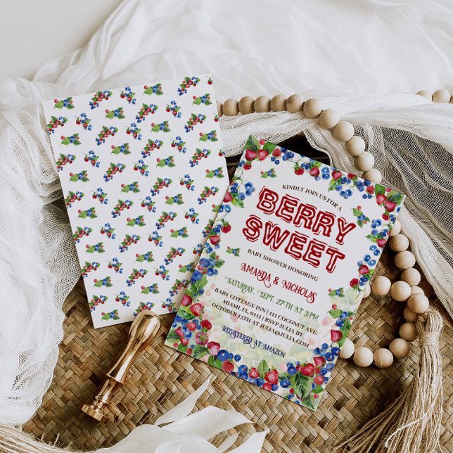 Berry Sweet Botanical Cute Baby Shower  Invitation (Creator Uploaded)