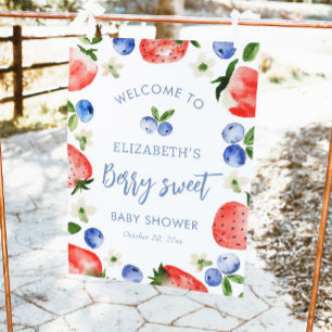 Berry Sweet Boy Baby Shower Welcome Poster