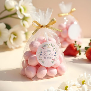 Berry Sweet Bridal Shower Dress Berries & Flowers Classic Round Sticker