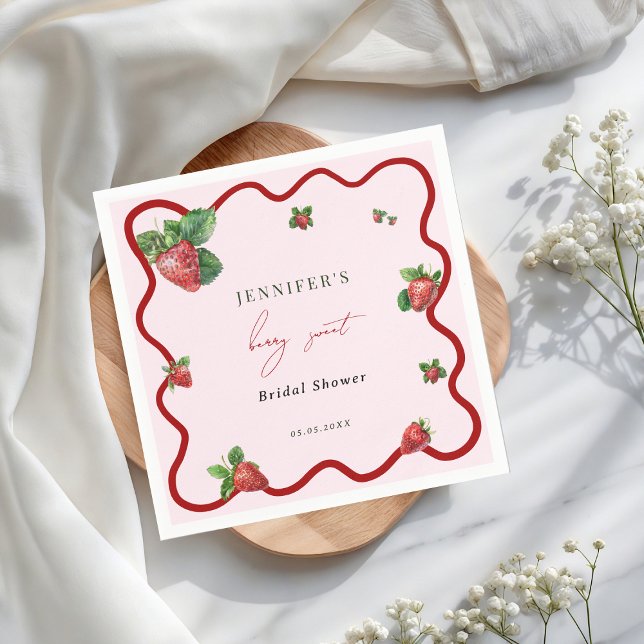 Berry Sweet Bridal Shower Strawberry Napkin (Creator Uploaded)