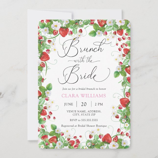 Berry Sweet Brunch with Bride Bridal Shower Invitation (Front)
