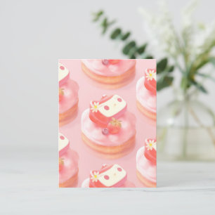 Berry Sweet: Bunny Girl Strawberry Tart Announcement Postcard