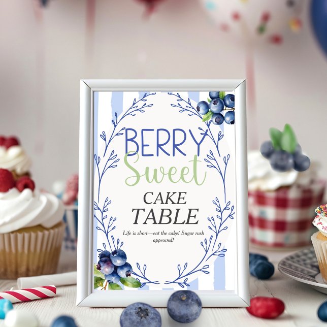 Berry Sweet CAKE TABLE blueberry  Sign  Invitation (Berry Sweet CAKE TABLE blueberry Sign)