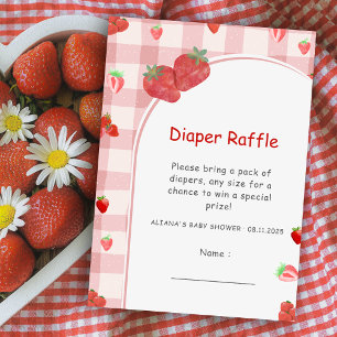 Berry Sweet Chequered Coquette Diaper Raffle  Invitation
