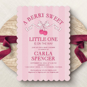Berry Sweet Cherry Summer Baby Shower Invitation