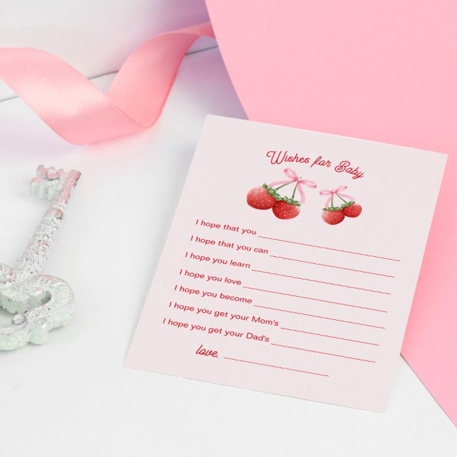 Berry Sweet Coquette Baby Shower Wishes for Baby Enclosure Card (Creator Uploaded)