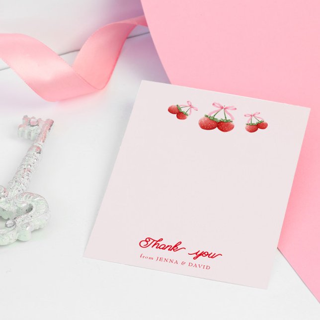Berry Sweet Coquette Bow Baby Shower  Thank You Card (Creator Uploaded)