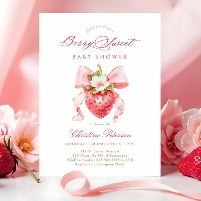 Berry Sweet Coquette Floral Baby Shower Invitation (Creator Uploaded)