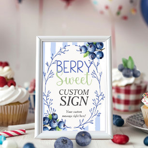 Berry Sweet Custom Pink Blueberry Sign Invitation