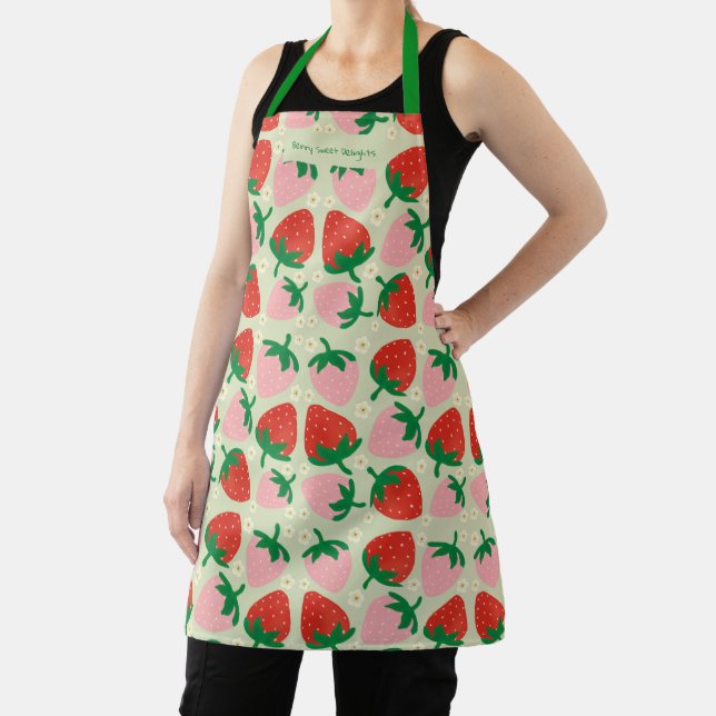 Berry Sweet Delights  Olive Green Apron (Insitu)