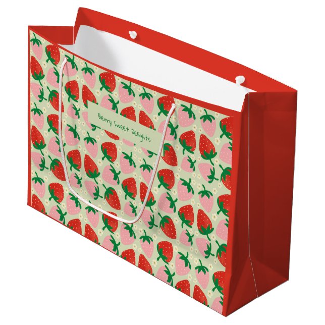 Berry Sweet Delights  Olive Green Large Gift Bag (Front Angled)